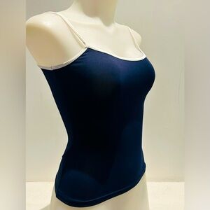Zara silky navy and white stretchy camisole tank top. medium. New without tags